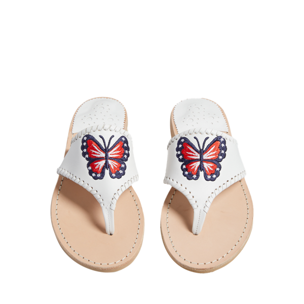 Embroidered Patriotic Butterfly Sandal - Jack Rogers USA - Click Image to Close